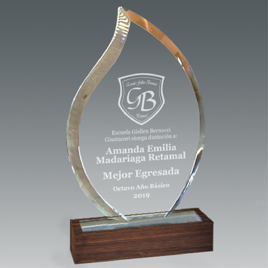 Galvano Cristal con Base de Madera BLAS