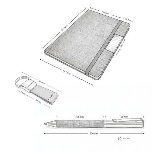 Set PARATY: Libreta de Notas, Bolígrafo y Llavero